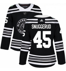 Womens Adidas Chicago Blackhawks 45 Luc Snuggerud Authentic Black 2019 Winter Classic NHL Jersey 