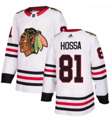 Womens Adidas Chicago Blackhawks 81 Marian Hossa Authentic White Away NHL Jersey 