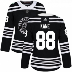 Womens Adidas Chicago Blackhawks 88 Patrick Kane Authentic Black 2019 Winter Classic NHL Jersey 