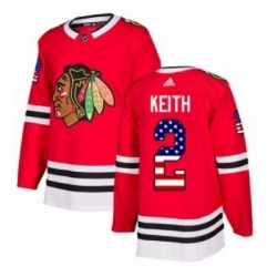 Youth Adidas Chicago Blackhawks 2 Duncan Keith Authentic Red USA Flag Fashion NHL Jersey 