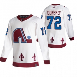 Men Colorado Avalanche 72 Joonas Donskoi White Adidas 2020 21 Reverse Retro Alternate NHL Jersey