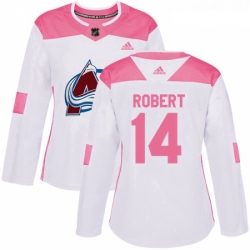 Womens Adidas Colorado Avalanche 14 Rene Robert Authentic WhitePink Fashion NHL Jersey 