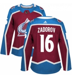 Womens Adidas Colorado Avalanche 16 Nikita Zadorov Authentic Burgundy Red Home NHL Jersey 