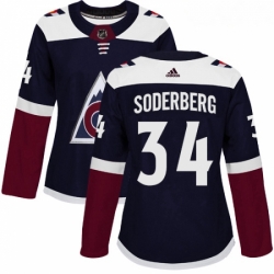 Womens Adidas Colorado Avalanche 34 Carl Soderberg Authentic Navy Blue Alternate NHL Jersey 