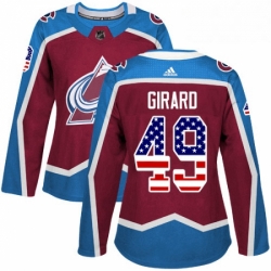 Womens Adidas Colorado Avalanche 49 Samuel Girard Authentic Burgundy Red USA Flag Fashion NHL Jersey 