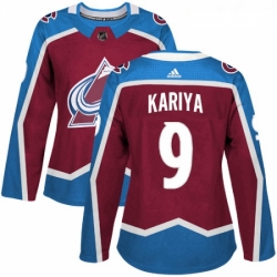 Womens Adidas Colorado Avalanche 9 Paul Kariya Premier Burgundy Red Home NHL Jersey 