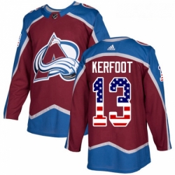 Youth Adidas Colorado Avalanche 13 Alexander Kerfoot Authentic Burgundy Red USA Flag Fashion NHL Jersey 