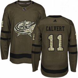 Mens Adidas Columbus Blue Jackets 11 Matt Calvert Premier Green Salute to Service NHL Jersey 