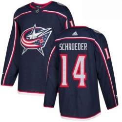 Mens Adidas Columbus Blue Jackets 14 Jordan Schroeder Authentic Navy Blue Home NHL Jersey 