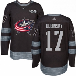 Mens Adidas Columbus Blue Jackets 17 Brandon Dubinsky Premier Black 1917 2017 100th Anniversary NHL Jersey 