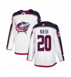 Mens Adidas Columbus Blue Jackets 20 Riley Nash Authentic White Away NHL Jersey 