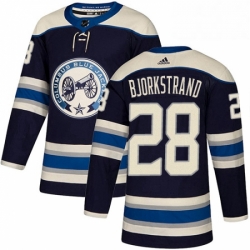 Mens Adidas Columbus Blue Jackets 28 Oliver Bjorkstrand Authentic Navy Blue Alternate NHL Jersey 