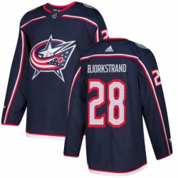 Mens Adidas Columbus Blue Jackets 28 Oliver Bjorkstrand Authentic Navy Blue Home NHL Jersey 