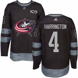 Mens Adidas Columbus Blue Jackets 4 Scott Harrington Premier Black 1917 2017 100th Anniversary NHL Jersey 