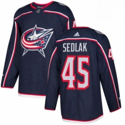 Mens Adidas Columbus Blue Jackets 45 Lukas Sedlak Premier Navy Blue Home NHL Jersey 