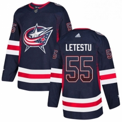 Mens Adidas Columbus Blue Jackets 55 Mark Letestu Authentic Navy Blue Drift Fashion NHL Jersey 