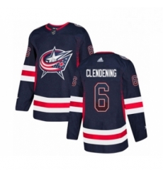 Mens Adidas Columbus Blue Jackets 6 Adam Clendening Authentic Navy Blue Drift Fashion NHL Jersey 