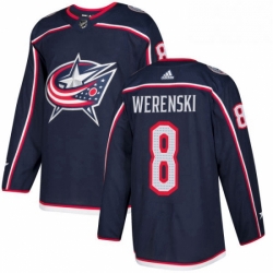 Mens Adidas Columbus Blue Jackets 8 Zach Werenski Authentic Navy Blue Home NHL Jersey 