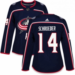 Womens Adidas Columbus Blue Jackets 14 Jordan Schroeder Authentic Navy Blue Home NHL Jersey 