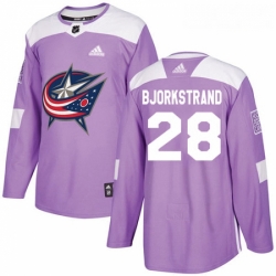 Youth Adidas Columbus Blue Jackets 28 Oliver Bjorkstrand Authentic Purple Fights Cancer Practice NHL Jersey 