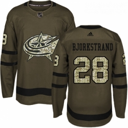 Youth Adidas Columbus Blue Jackets 28 Oliver Bjorkstrand Premier Green Salute to Service NHL Jersey 