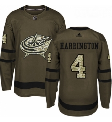 Youth Adidas Columbus Blue Jackets 4 Scott Harrington Premier Green Salute to Service NHL Jersey 