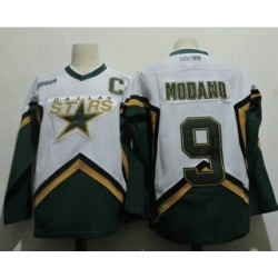 Men Dallas Stars 9 Mike Modano 2005 White CCM Throwback Stitched Vintage Hockey Jersey