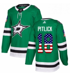 Mens Adidas Dallas Stars 18 Tyler Pitlick Authentic Green USA Flag Fashion NHL Jersey 