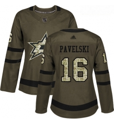 Stars #16 Joe Pavelski Green Salute to Service Women Stitched Hockey Jersey