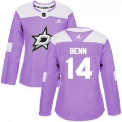 Womens Adidas Dallas Stars 14 Jamie Benn Authentic Purple Fights Cancer Practice NHL Jersey 