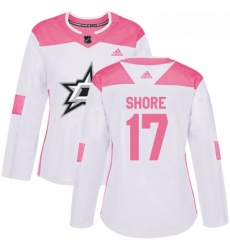 Womens Adidas Dallas Stars 17 Devin Shore Authentic WhitePink Fashion NHL Jersey 