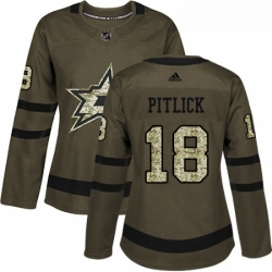 Womens Adidas Dallas Stars 18 Tyler Pitlick Authentic Green Salute to Service NHL Jersey 