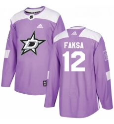 Youth Adidas Dallas Stars 12 Radek Faksa Authentic Purple Fights Cancer Practice NHL Jersey 