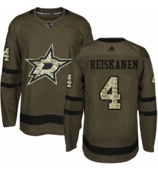 Youth Adidas Dallas Stars 4 Miro Heiskanen Premier Green Salute to Service NHL Jersey 