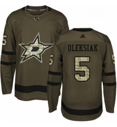 Youth Adidas Dallas Stars 5 Jamie Oleksiak Premier Green Salute to Service NHL Jersey 