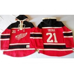 Detroit Red Wings 21 Tomas Tatar Red Sawyer Hooded Sweatshirt Stitched NHL Jersey