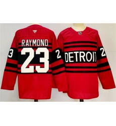 Men Detroit Red Wings 23 Lucas Raymond Red 2024 25 Reverse Retro Stitched Jersey