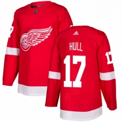 Mens Adidas Detroit Red Wings 17 Brett Hull Premier Red Home NHL Jersey 