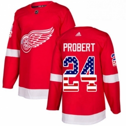 Mens Adidas Detroit Red Wings 24 Bob Probert Authentic Red USA Flag Fashion NHL Jersey 