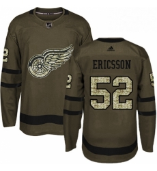 Mens Adidas Detroit Red Wings 52 Jonathan Ericsson Premier Green Salute to Service NHL Jersey 