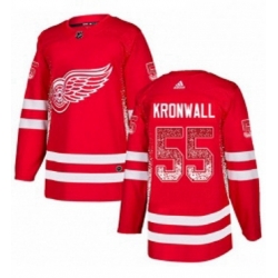 Mens Adidas Detroit Red Wings 55 Niklas Kronwall Authentic Red Drift Fashion NHL Jersey 