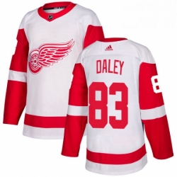 Mens Adidas Detroit Red Wings 83 Trevor Daley Authentic White Away NHL Jersey 