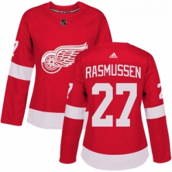 Womens Adidas Detroit Red Wings 27 Michael Rasmussen Authentic Red Home NHL Jersey 