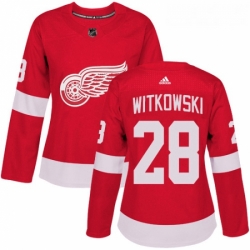 Womens Adidas Detroit Red Wings 28 Luke Witkowski Authentic Red Home NHL Jersey 