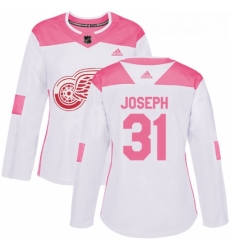 Womens Adidas Detroit Red Wings 31 Curtis Joseph Authentic WhitePink Fashion NHL Jersey 