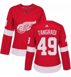 Womens Adidas Detroit Red Wings 49 Eric Tangradi Premier Red Home NHL Jersey 