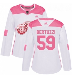 Womens Adidas Detroit Red Wings 59 Tyler Bertuzzi Authentic WhitePink Fashion NHL Jersey 