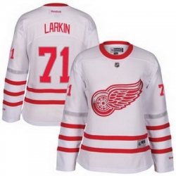 Womens Detroit Red Wings Dylan Larkin Reebok White 2017 Centennial Classic Premier Player Jersey