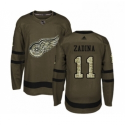 Youth Adidas Detroit Red Wings 11 Filip Zadina Premier Green Salute to Service NHL Jersey 