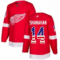 Youth Adidas Detroit Red Wings 14 Brendan Shanahan Authentic Red USA Flag Fashion NHL Jersey 